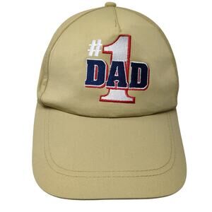 #1 Dad Snapback Hat Beige One Size Embroidered Vent Holes Dan Dee